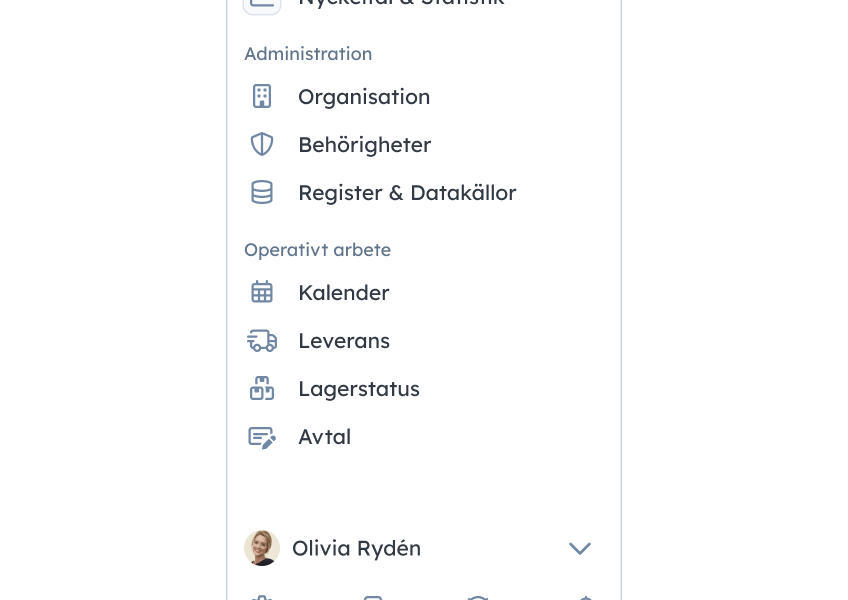 Gruppindelade menygrupper